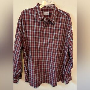 Mens Carhartt Shirt 2XL Button Down Red Plaid 100% Cotton‎ EUC